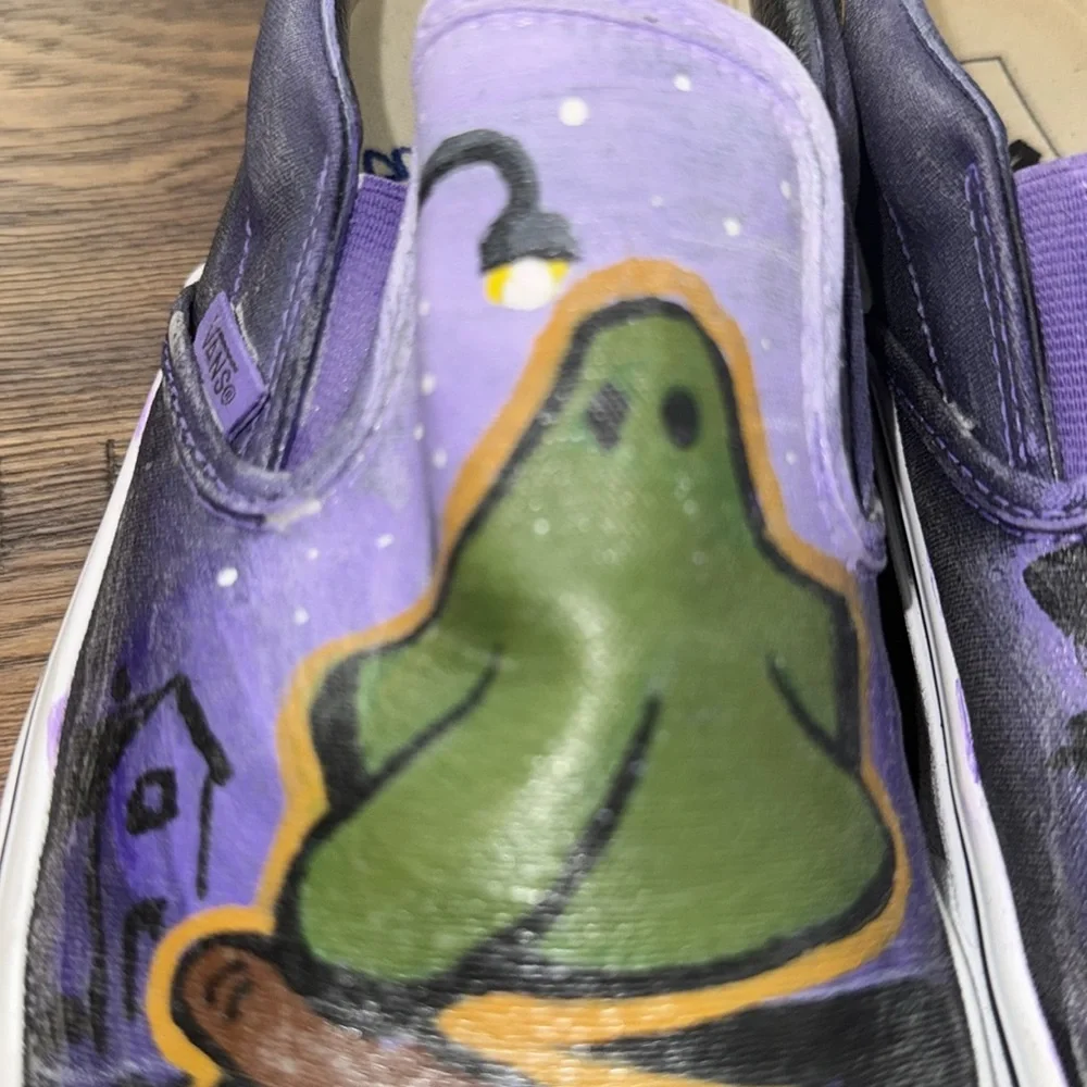 Vans custom hand painted men’s size 10 signed PJ 23 green ghost on skateboard - Picture 7 of 13